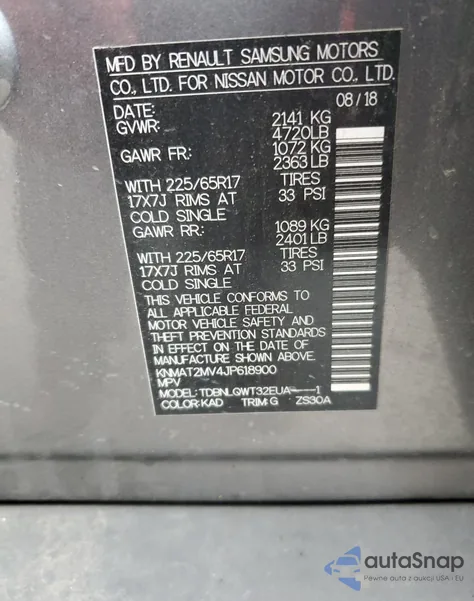 2018 Nissan Rogue S из США, поврежденный, VIN KNMAT2MV4JP618900